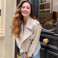 Autumn Winter Leather Look Jacket – Modern Women’s Essential Cashmere