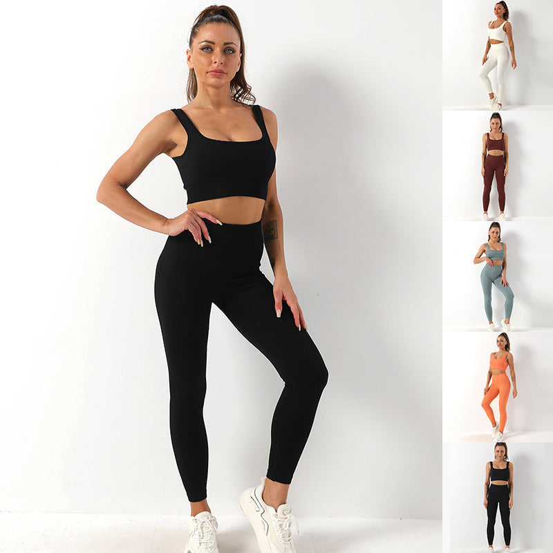 Seamless 2-Piece Yoga Set – Sculpting Bra & High-Waist Leggings
