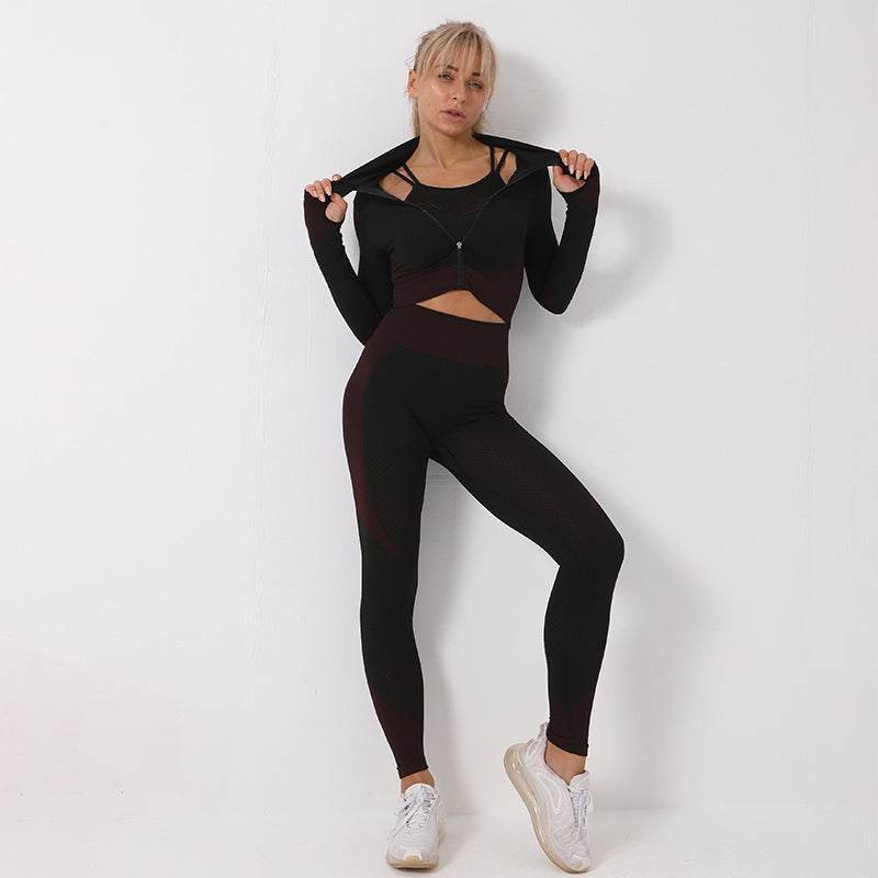 Seamless 3-Piece Yoga Set – Sculpting Gym & Lounge Fit