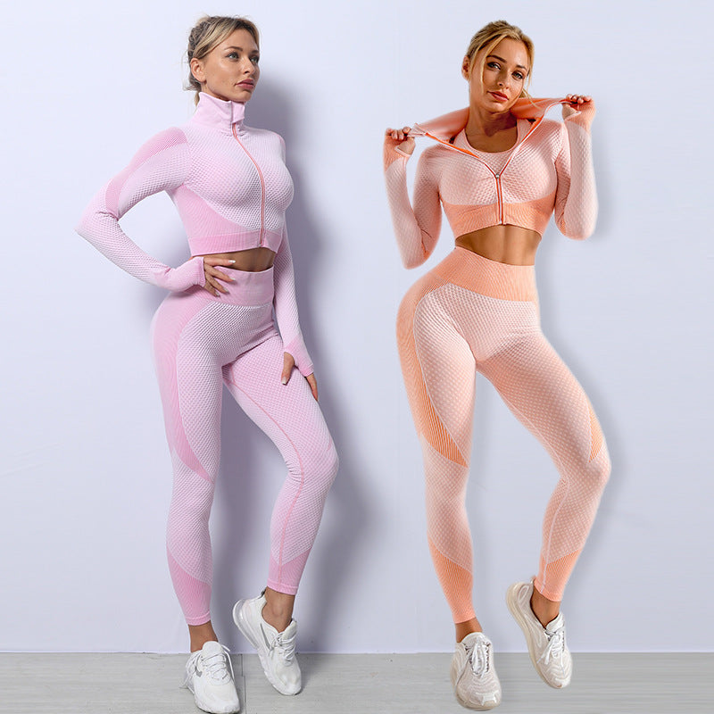 Seamless 3-Piece Yoga Set – Sculpting Gym & Lounge Fit