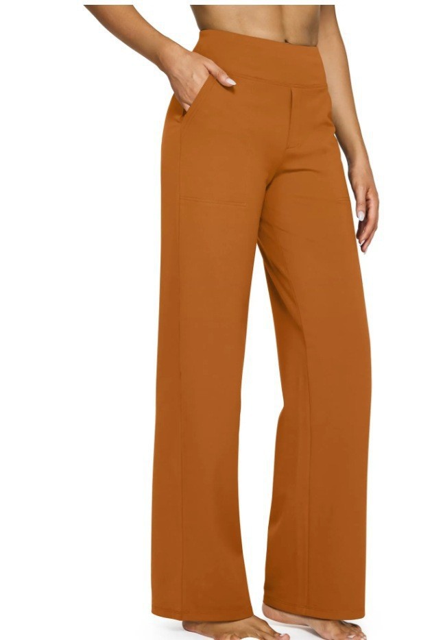 Pocket Knitted Straight High Waist Trousers